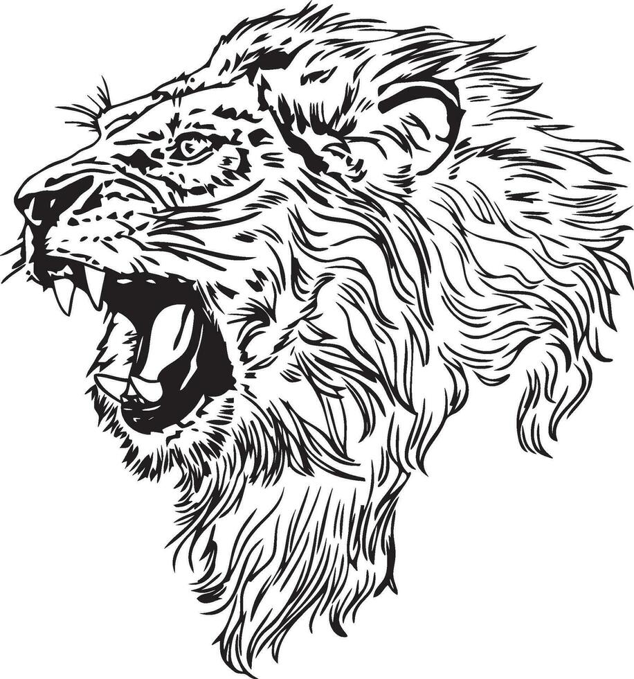 Lion roaring cnc friendly vector