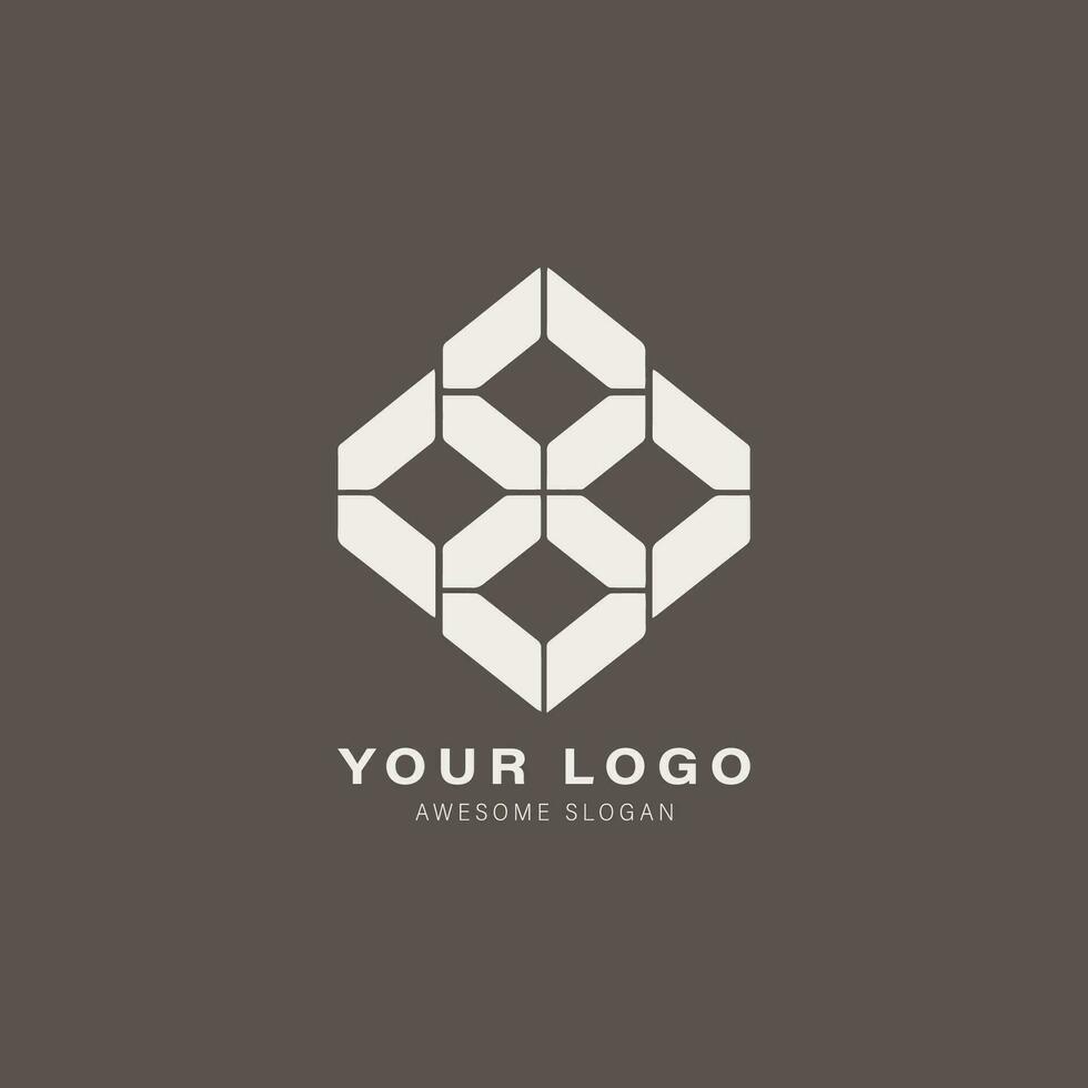 Geometric logo with a hexagonal shape in the center vector
