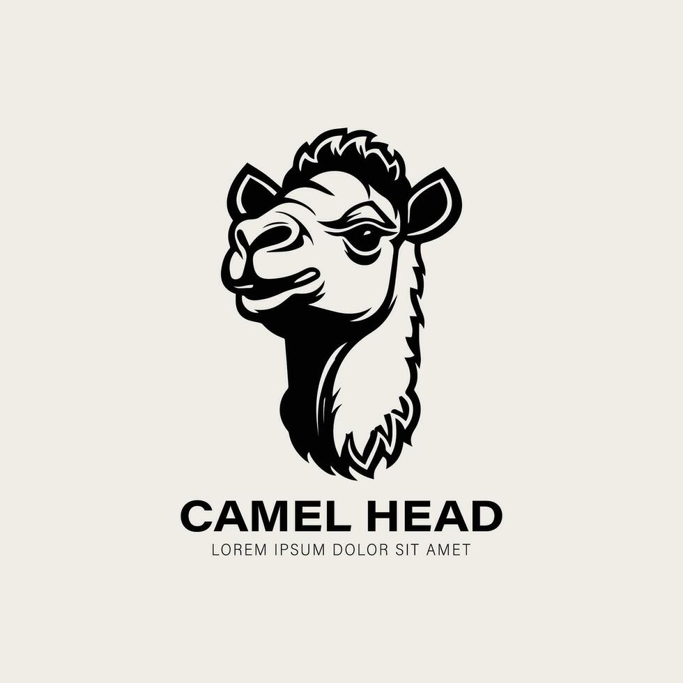Black camel head logo with line art style vector