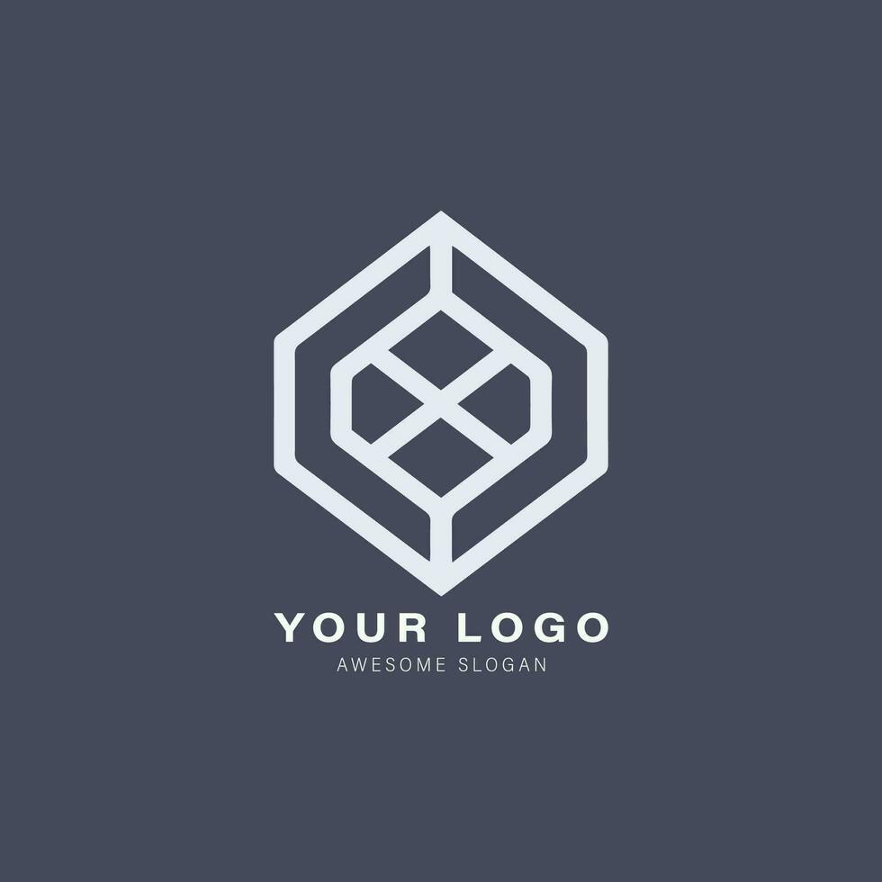 Geometric logo with a hexagonal shape in the center vector