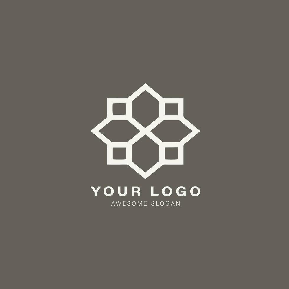 Geometric logo with a hexagonal shape in the center vector