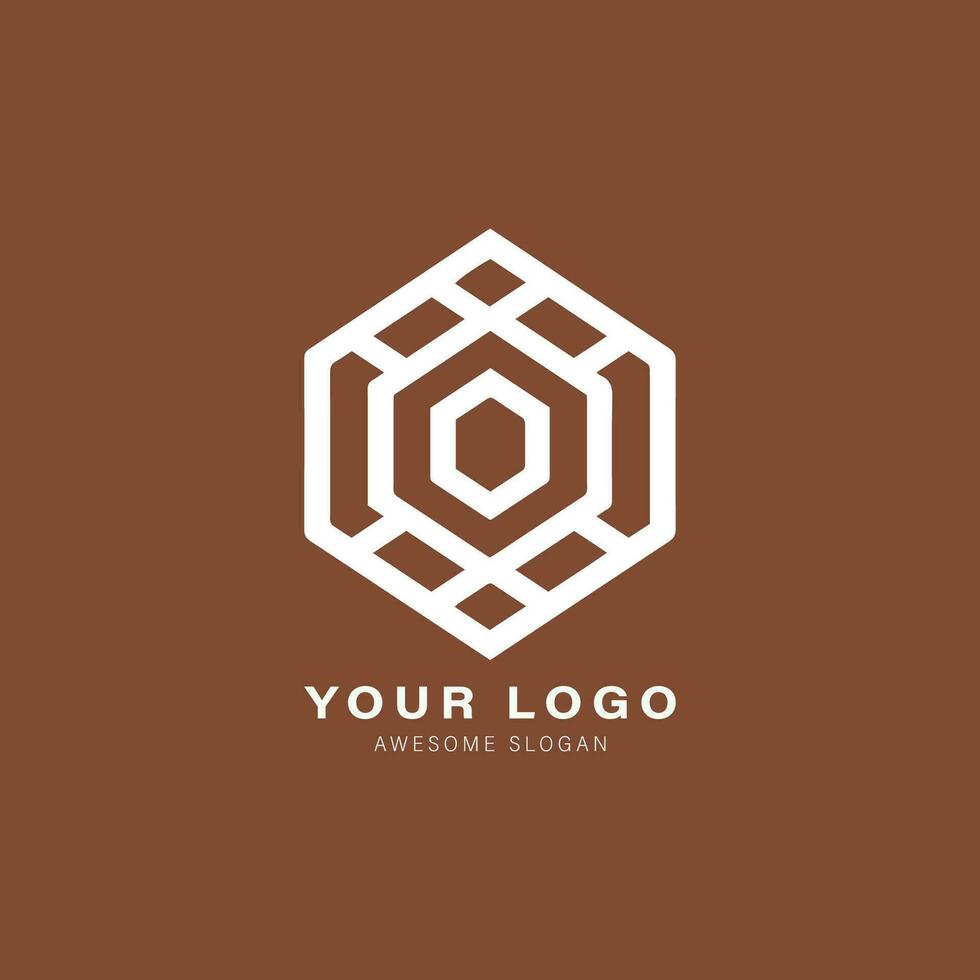 Geometric logo with a hexagonal shape in the center vector