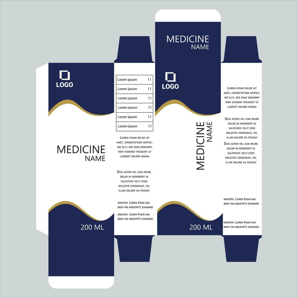 cough syrup Flu packaging Box blue vector