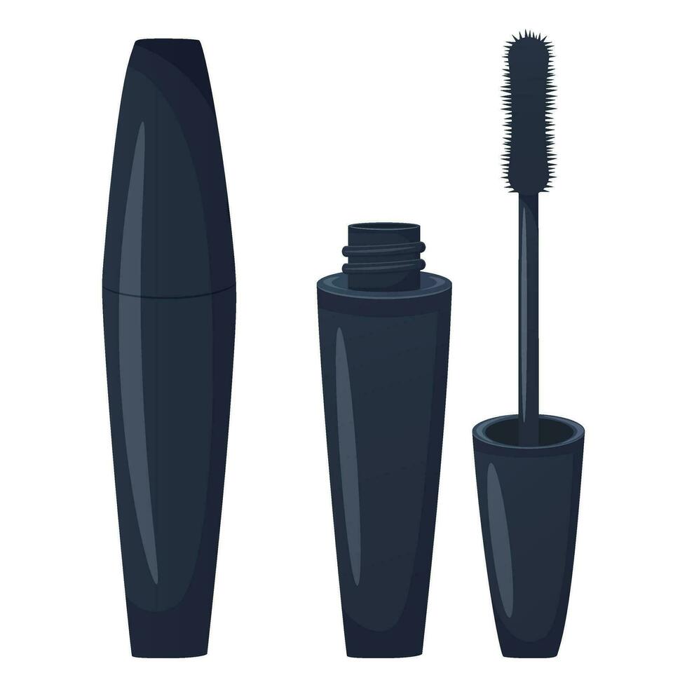 Close and open mascara bottle vector