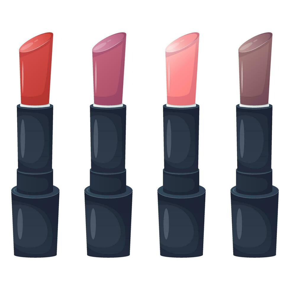 Different color lipstick isolated on white background vector