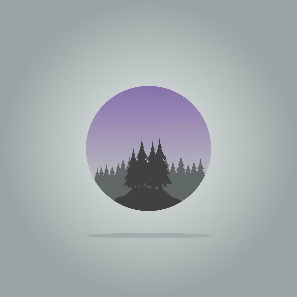 mountain and forest illustration design. vector