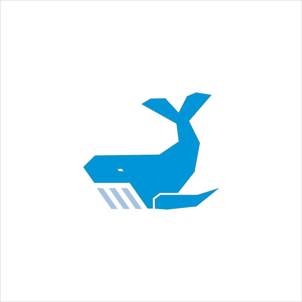 whale logo design in blue color vector