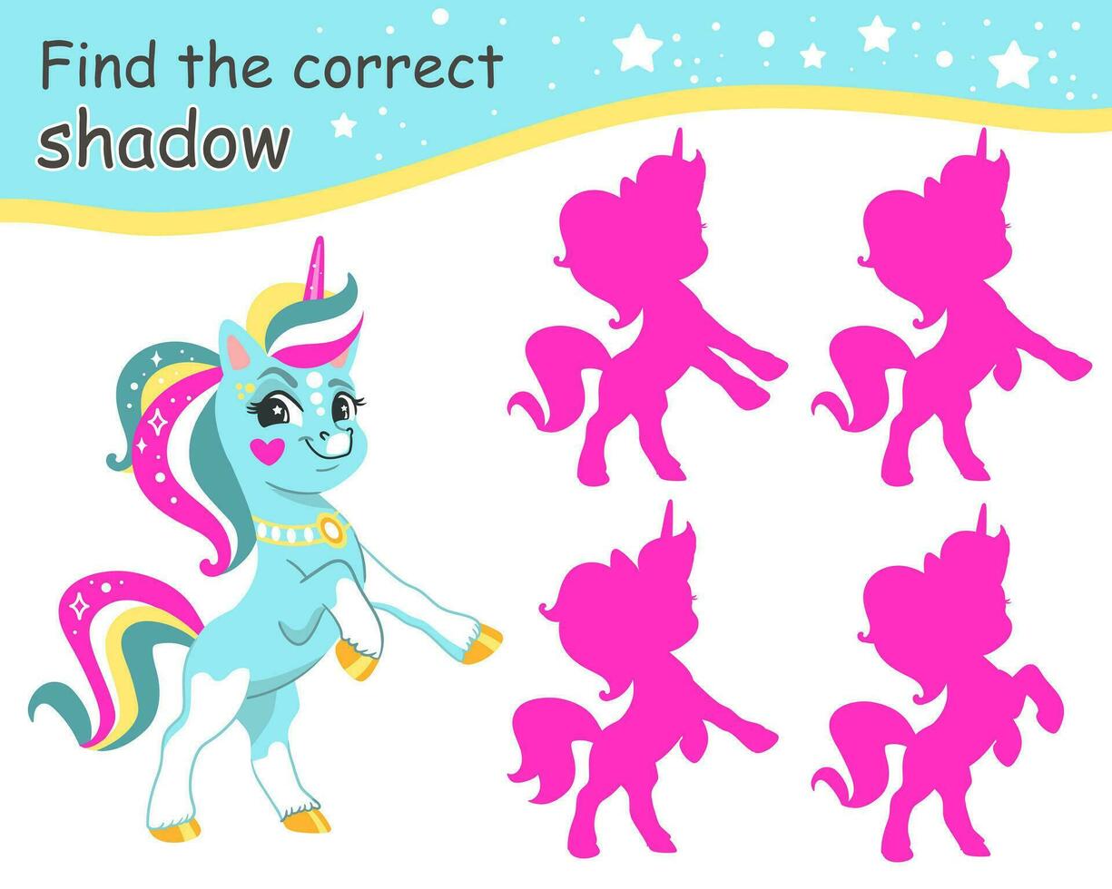 Find correct shadow magic unicorn pink shadows vector