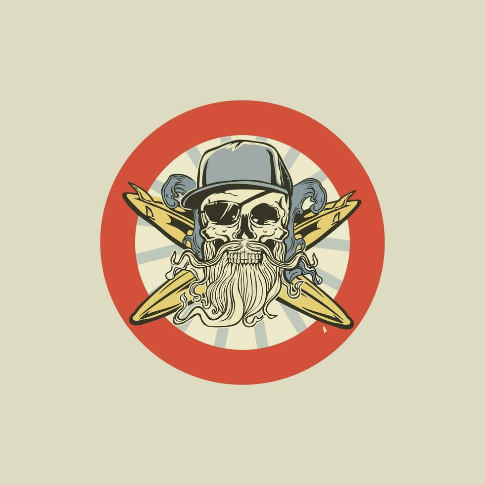 vintage skull surf concept vector