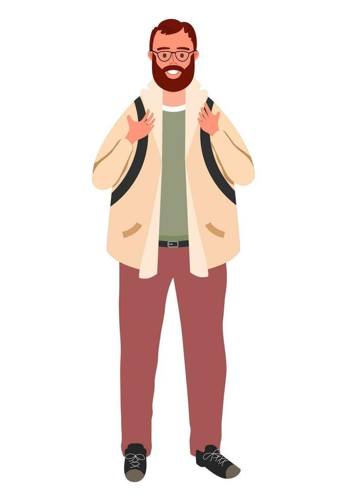 Casual male character standing vector illustration