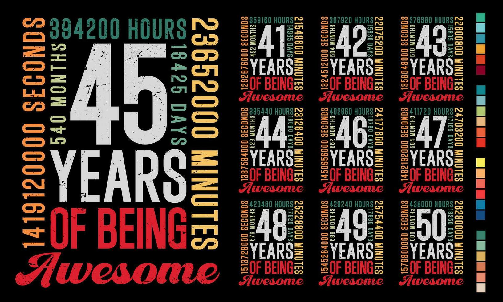 Adults Birthday Gen X 41-50 Years Old Months Old of Being Awesome Vintage Retro vector