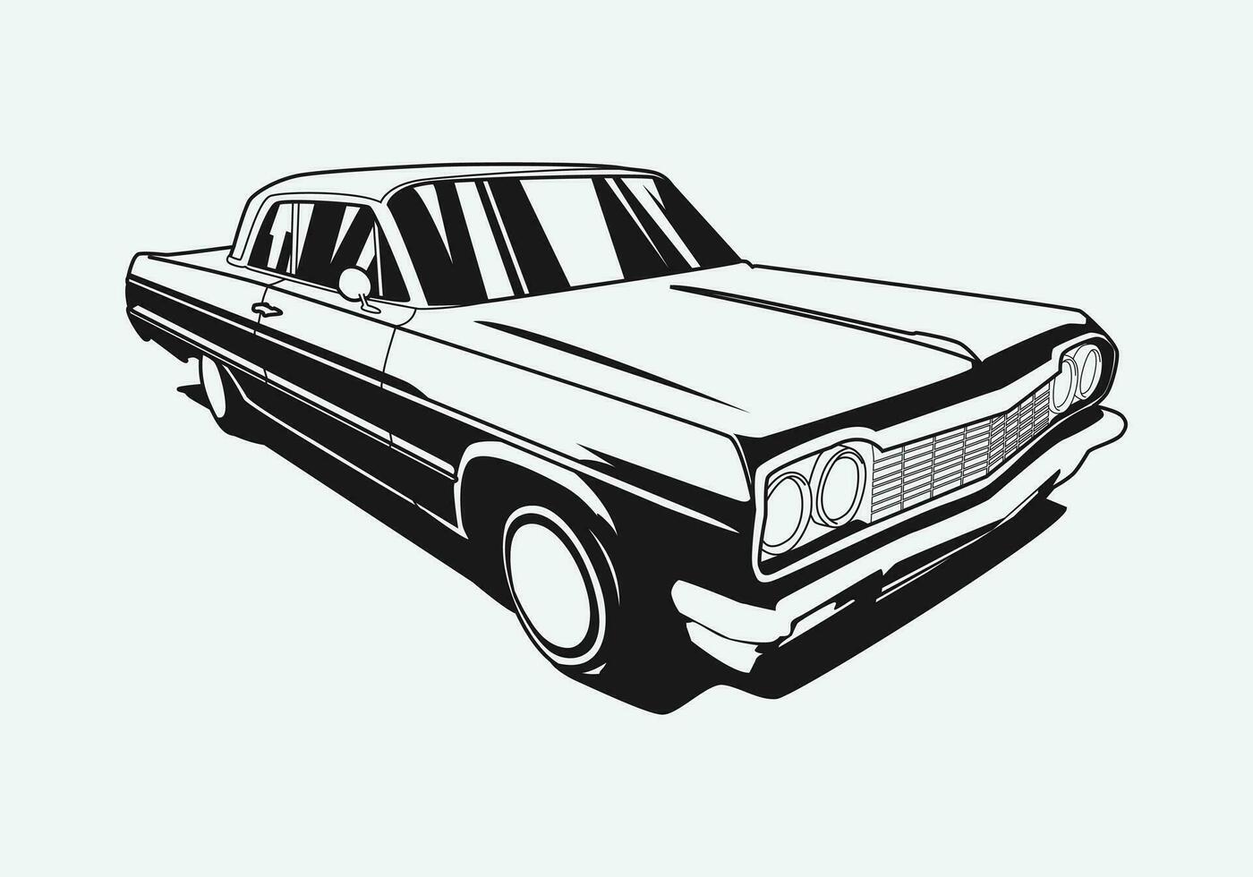 silhouette of lowrider car. vintage car. graphic vector illustration.