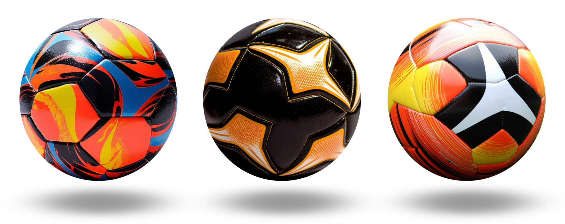 colección de realista fútbol pelota elementos aislado en transparente antecedentes. generativo ai png