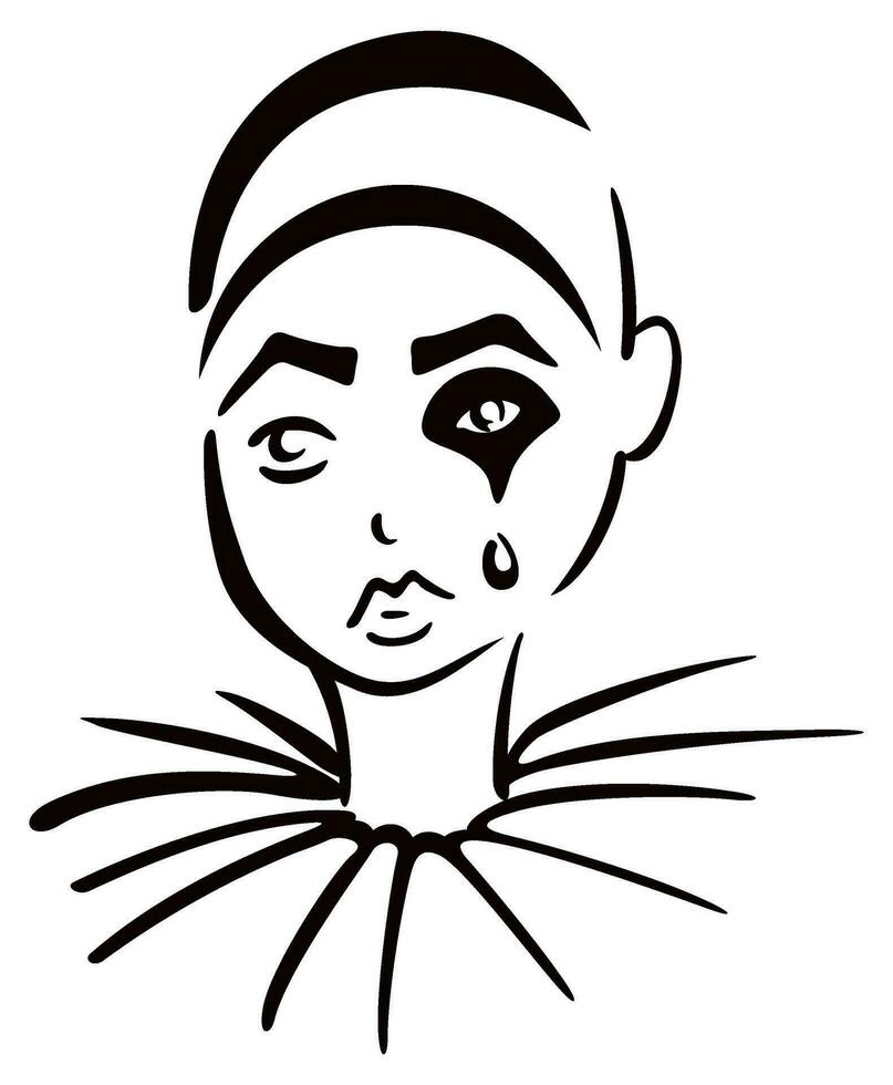 Pierrot at artistic sketch vector