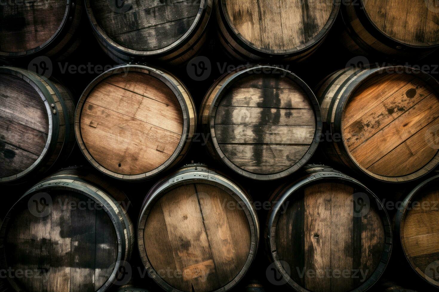 Whiskey barrels. Generate Ai photo