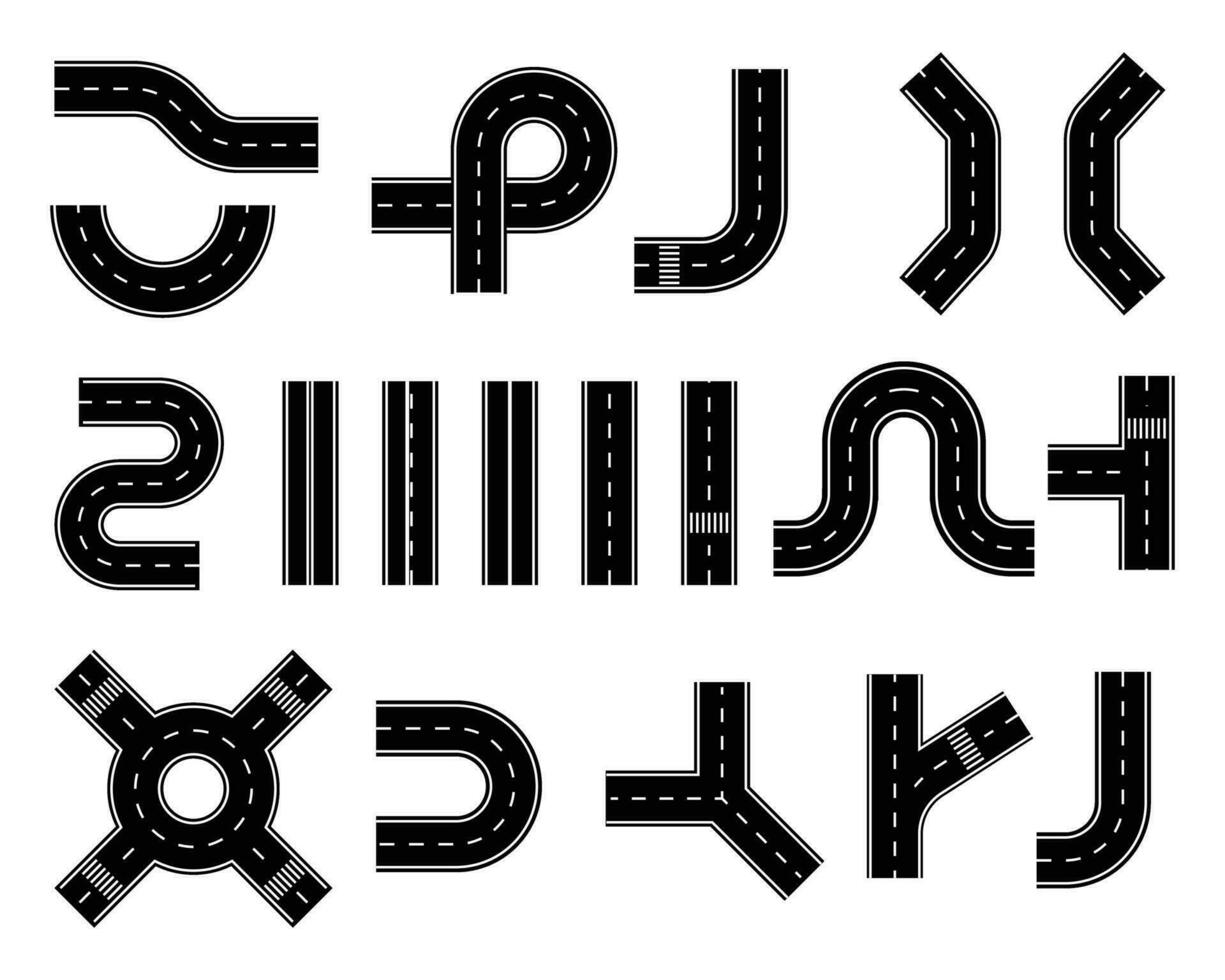 Road segments, parts set. vector