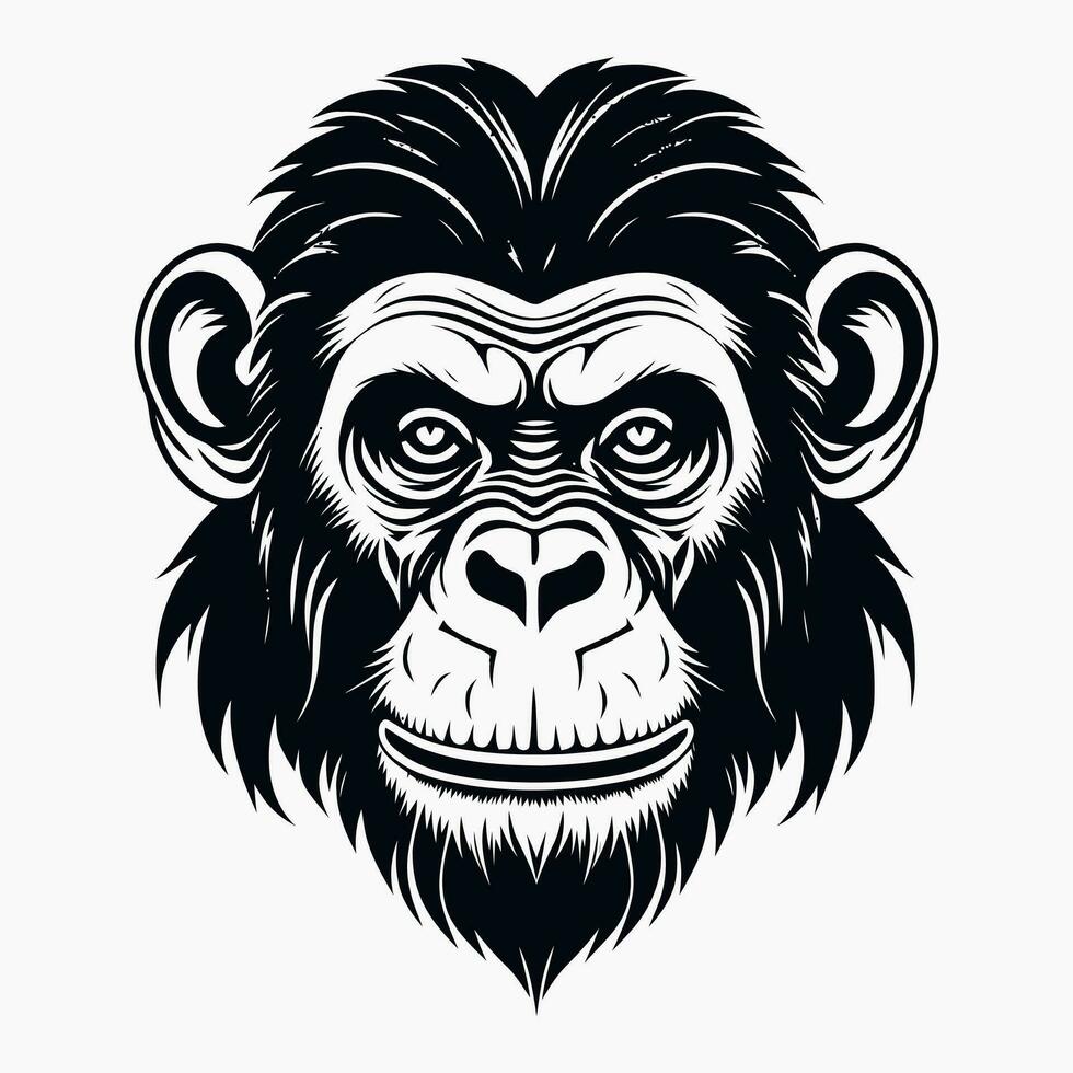 mono vector logo sencillo realista naturaleza primate África gorila tití chimpancé Arte dibujo ilustración salvaje animal