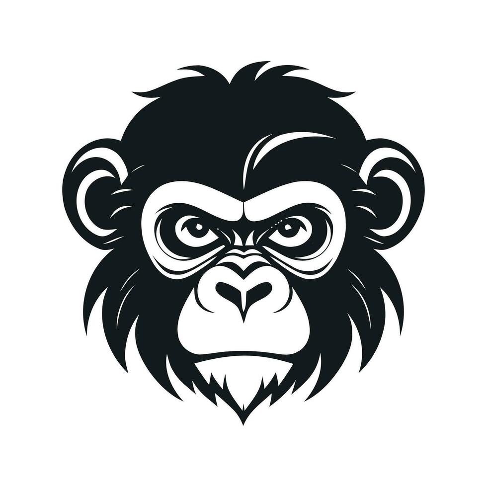 monkey vector logo simple realistic nature primate africa gorilla marmoset chimpanzee art drawing illustration wild animal