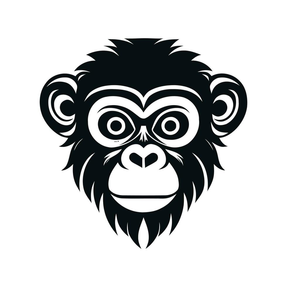 mono vector logo sencillo realista naturaleza primate África gorila tití chimpancé Arte dibujo ilustración salvaje animal