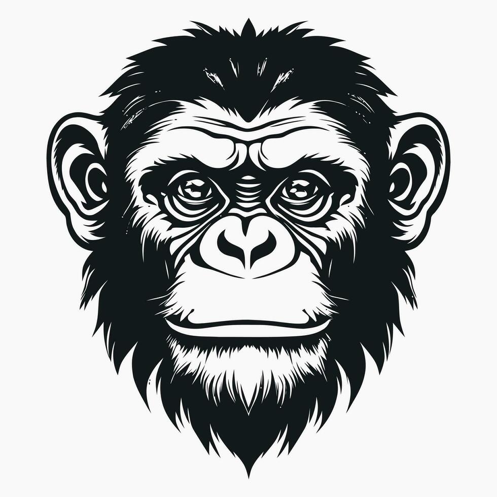 monkey vector logo simple realistic nature primate africa gorilla marmoset chimpanzee art drawing illustration wild animal