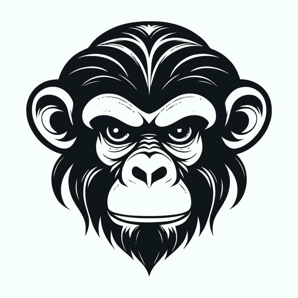 monkey vector logo simple realistic nature primate africa gorilla marmoset chimpanzee art drawing illustration wild animal