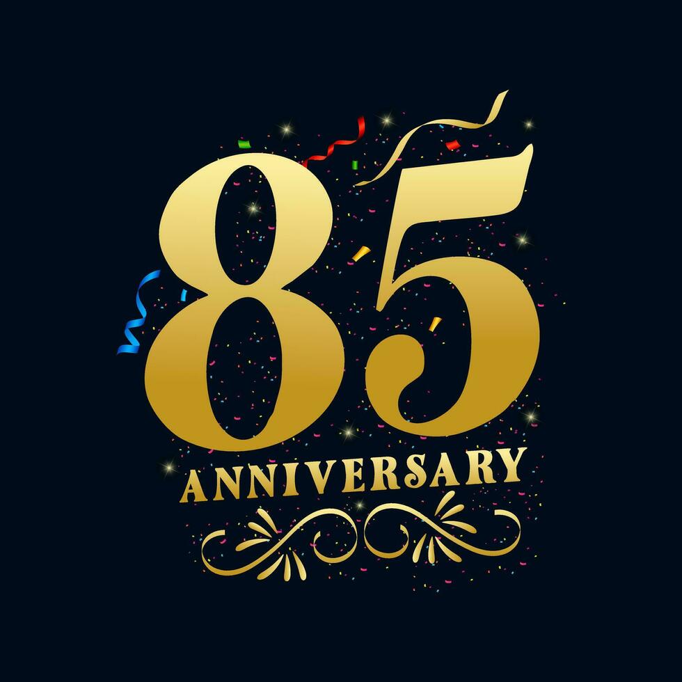 85 Anniversary luxurious Golden color 85 Years Anniversary Celebration Logo Design Template vector
