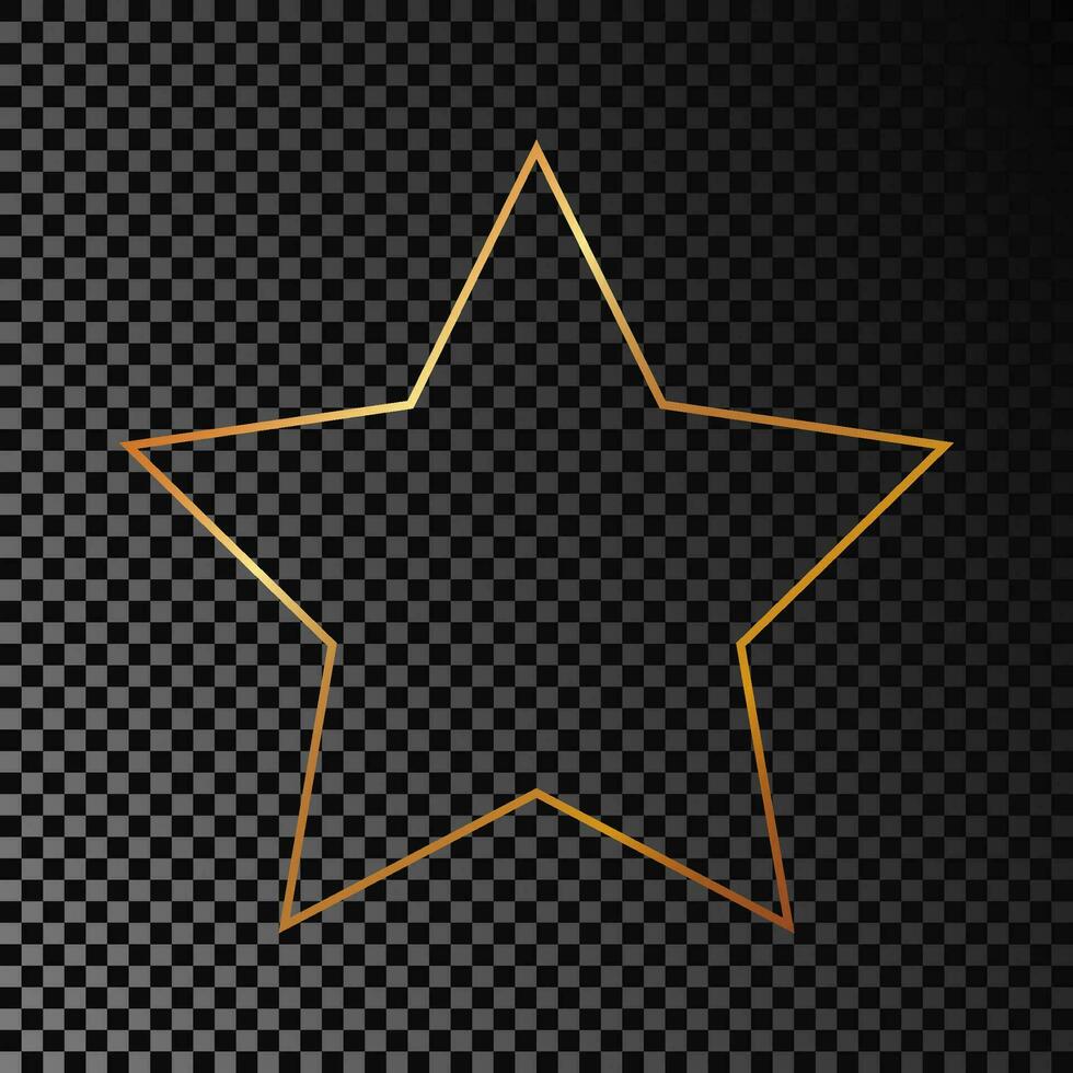 Gold glowing star shape frame isolated on dark vector