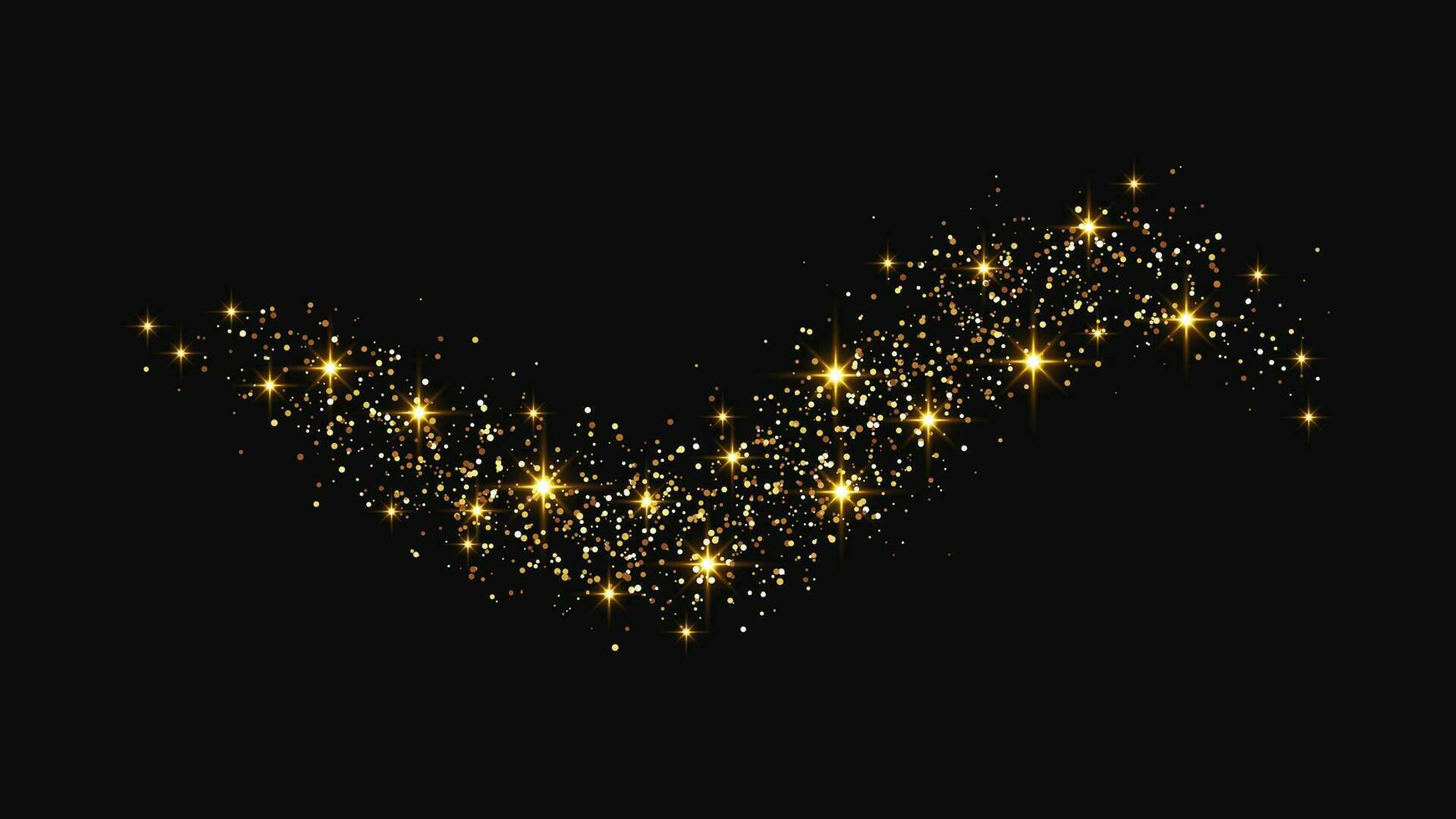 Gold glittering confetti wave and stardust vector