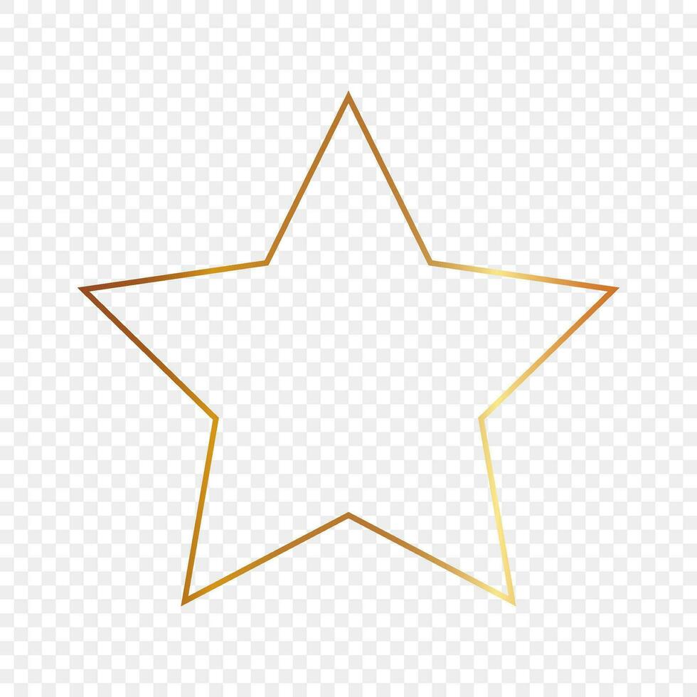 Gold glowing star shape frame isolated on background. Shiny frame with glowing effects. Vector illustration.