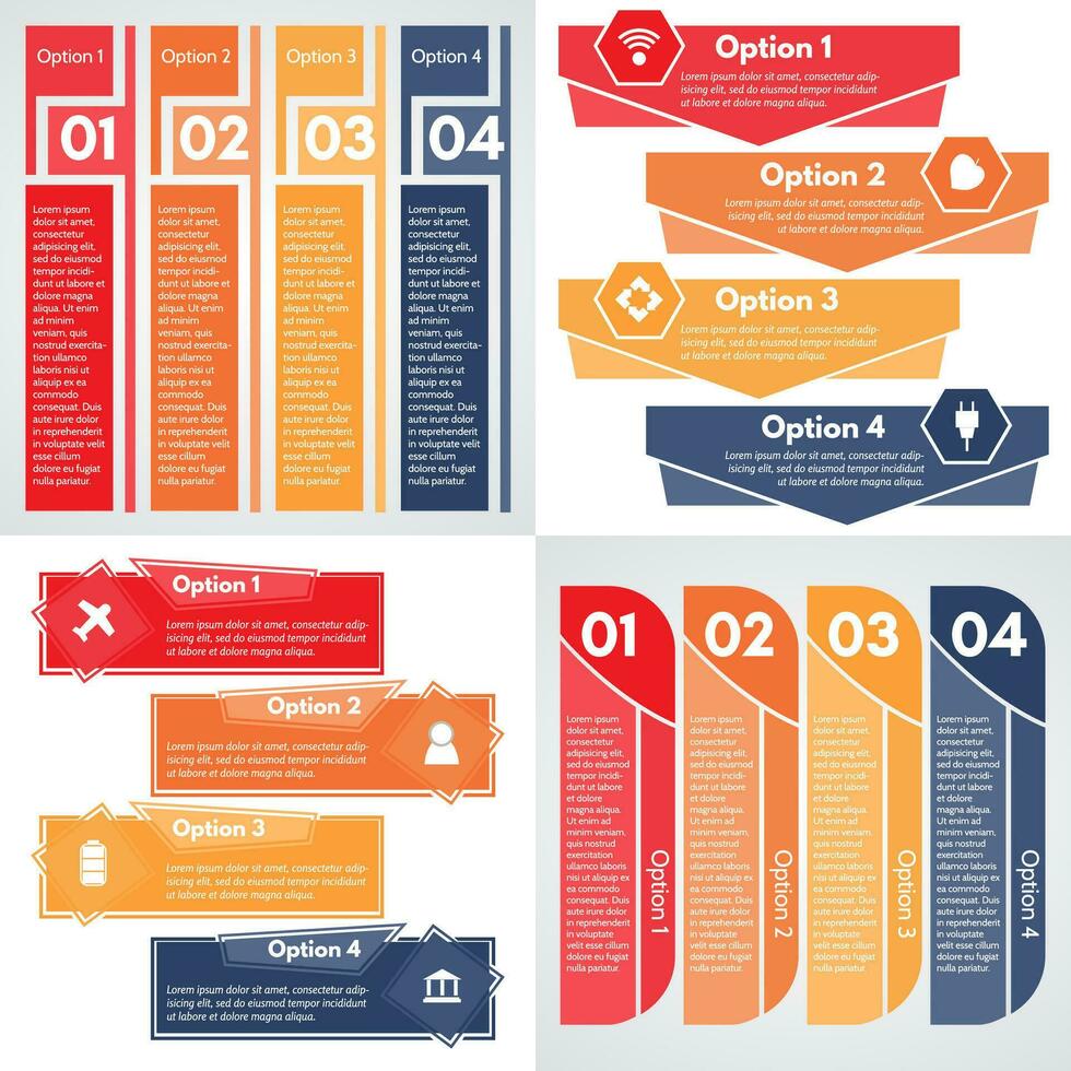 Set of four step by step infographic design template. Vector illustration