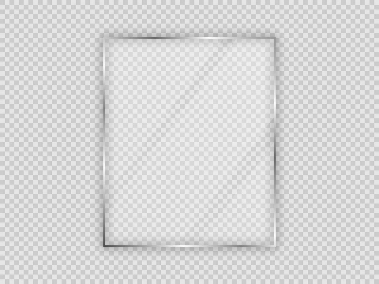 Glass plate in vertical frame isolated on background. Vector illustration.