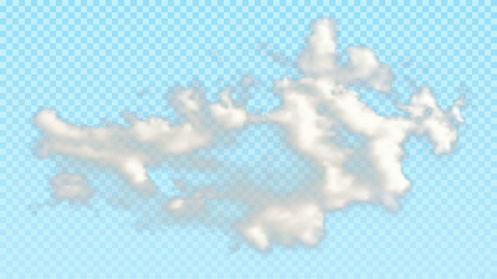 Isolated realistic cloud on blue background. Natural element for template decoration and mockup. Vector illustration