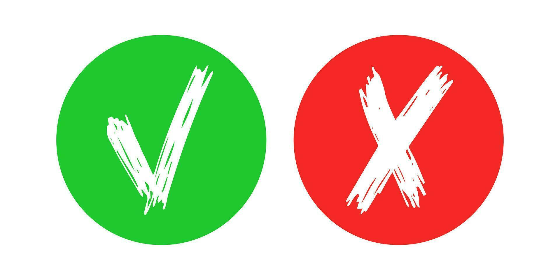 Hand drawn check and cross sign elements vector