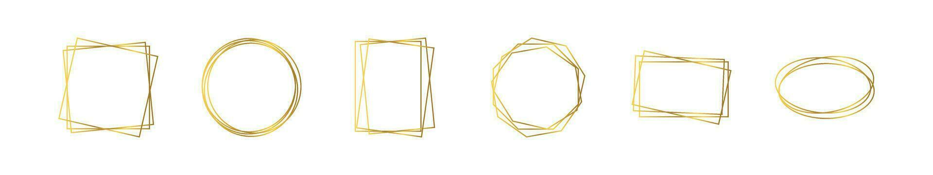 Gold geometric polygonal frame vector