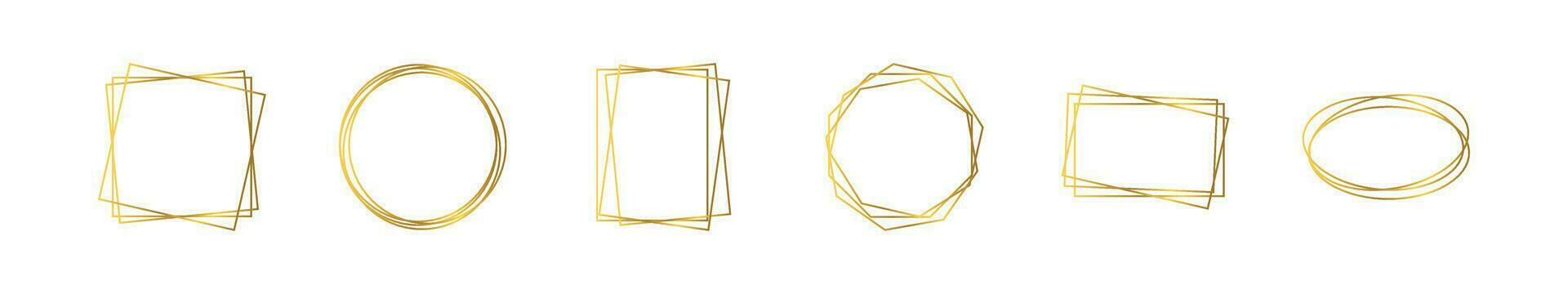 Gold geometric polygonal frame vector