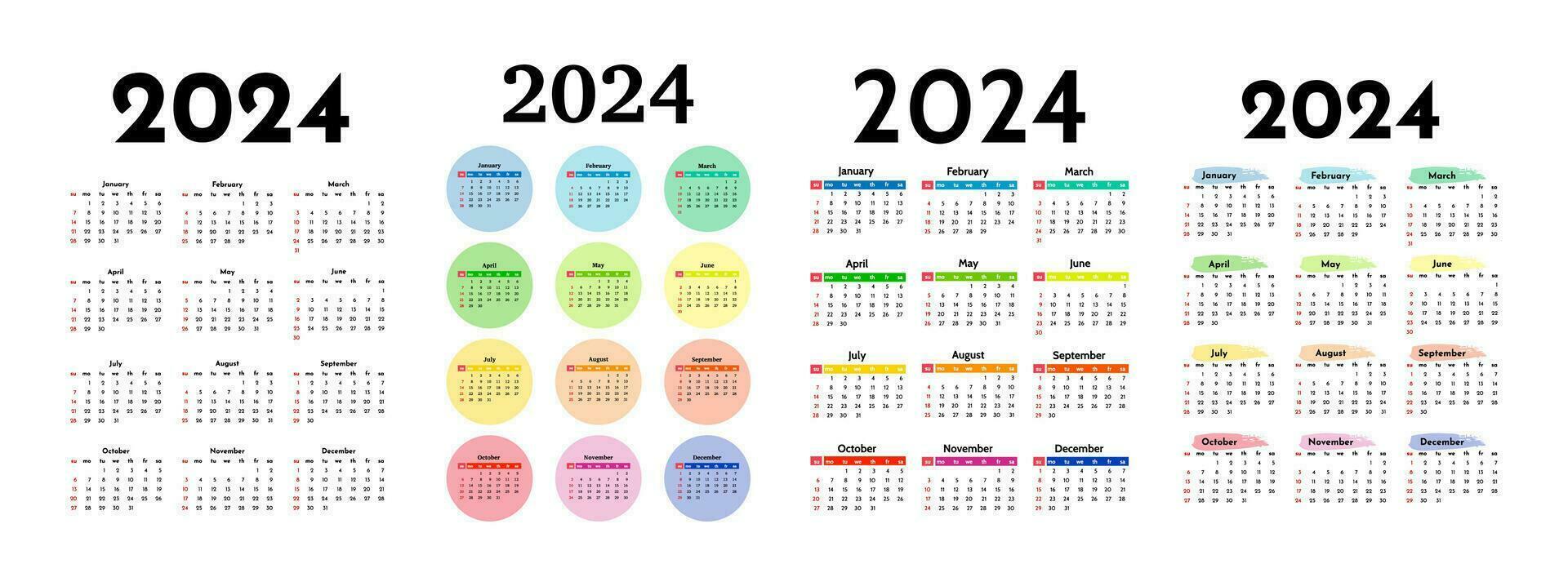 calendario para 2024 aislado en un blanco antecedentes vector