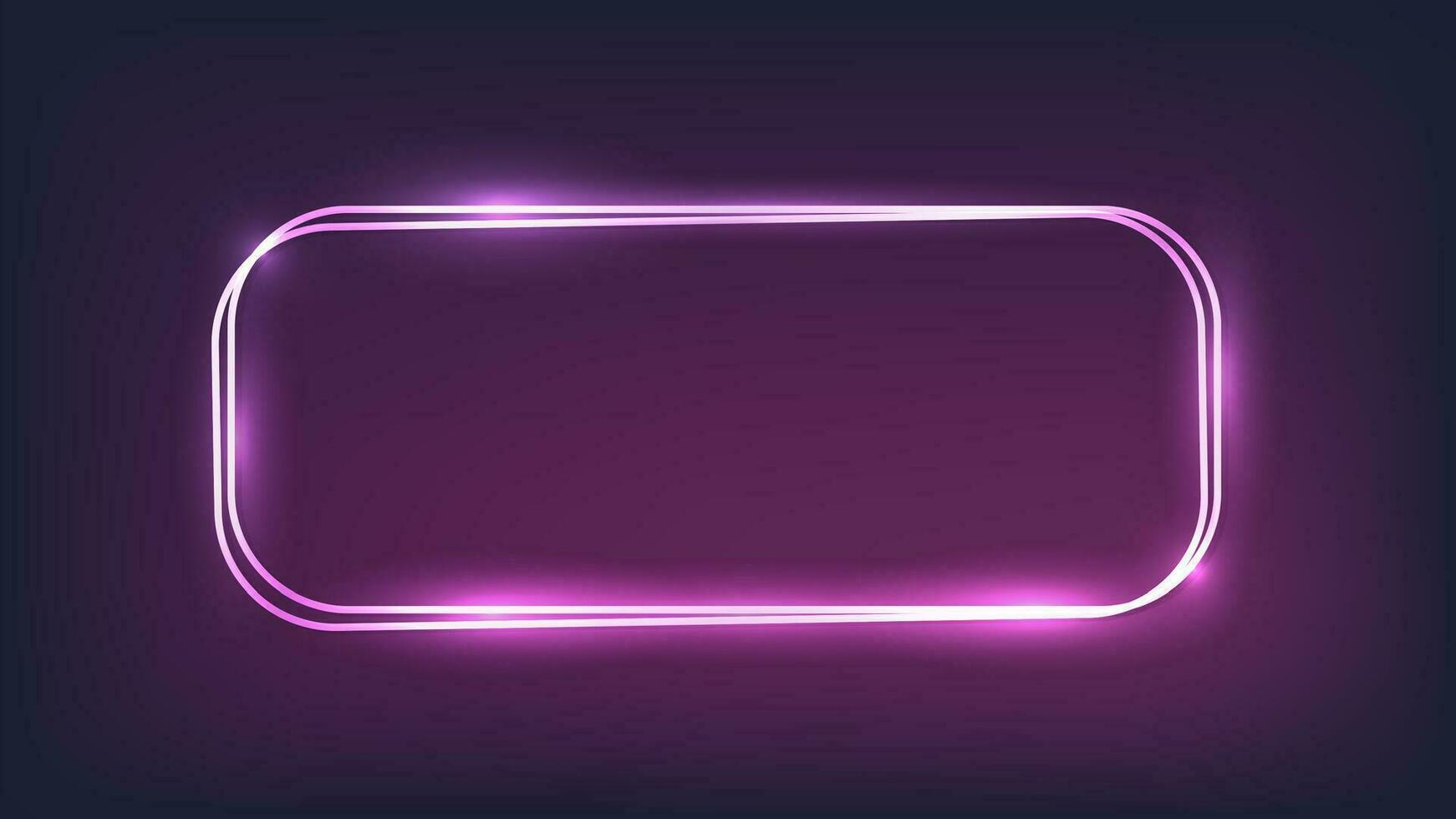 Neon double rounded rectangular frame vector