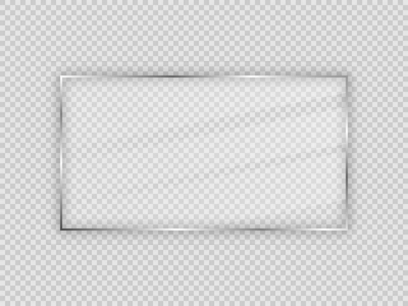 Glass plate in rectangular frame isolated on  background. Vector illustration.