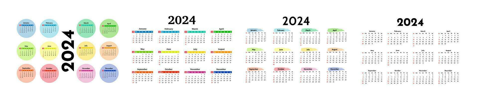 Calendar for 2024 isolated on a white background vector