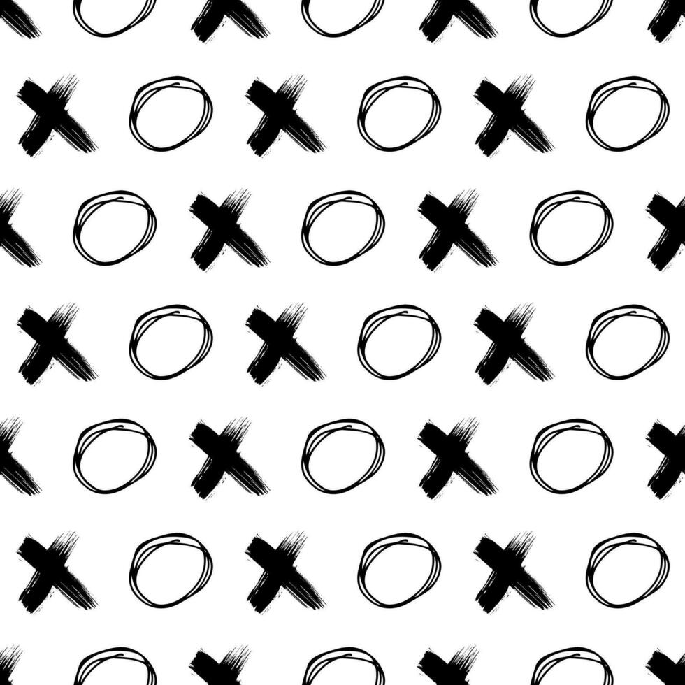 Seamless pattern with hand drawn cross and circle shapes vector