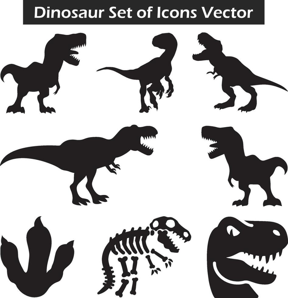 Dinosaurs Set vectors, set of dinosaurs silhouettes, Vector illustration