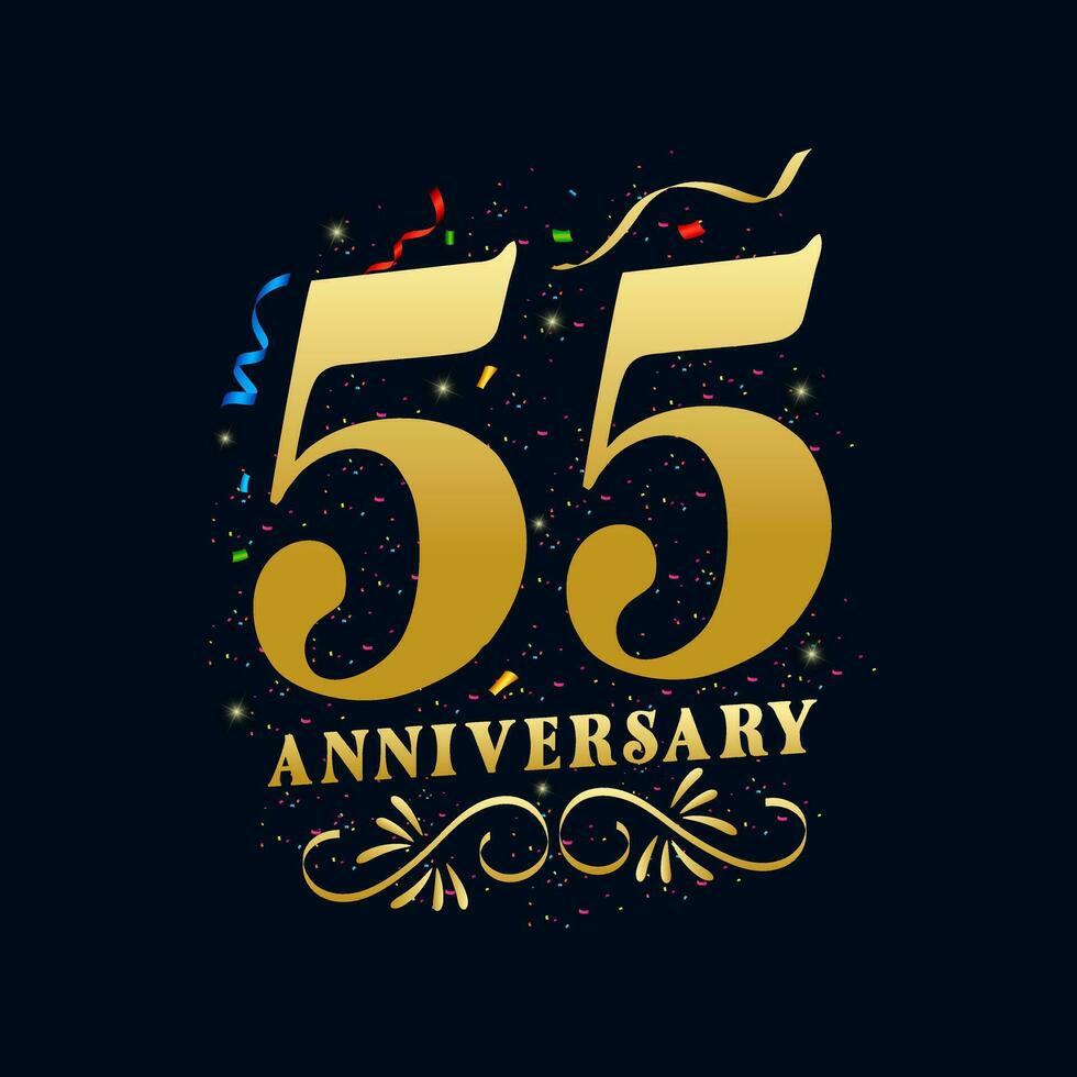 55 aniversario lujoso dorado color 55 años aniversario celebracion logo diseño modelo vector