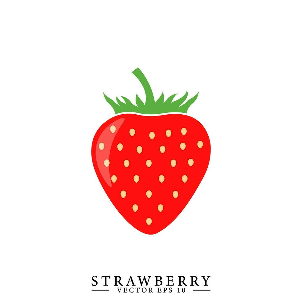 Strawberry symbol. Cartoon style isolated strawberry. Vector drawing.