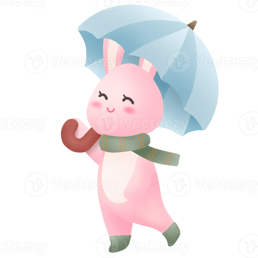 rabbit holding an umbrella in autumn png
