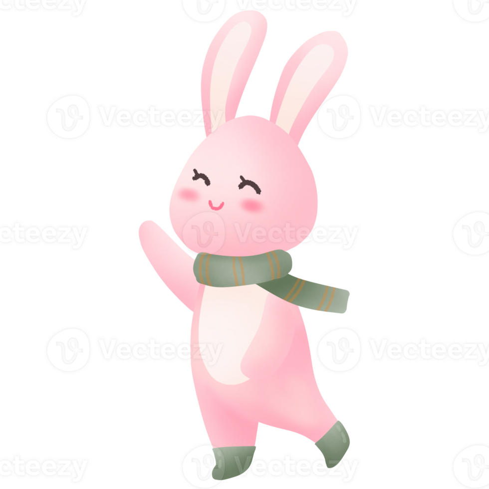 Pink rabbit that smiles with happiness 28538707 PNG