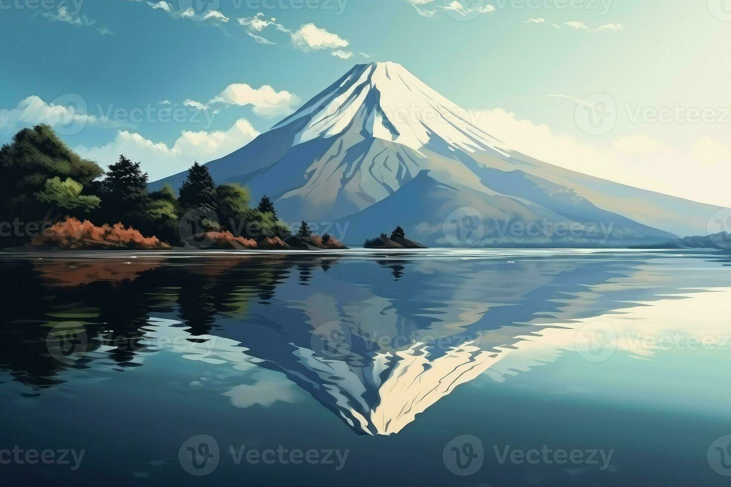 Fuji mountain landscape. Generate Ai photo