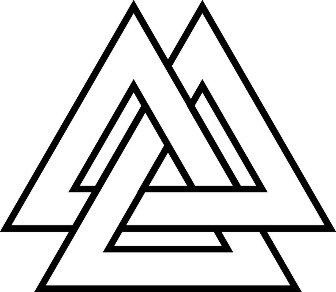 Valknut symbol, triangle logo, Viking age symbol, Celtic knot tattoo vector