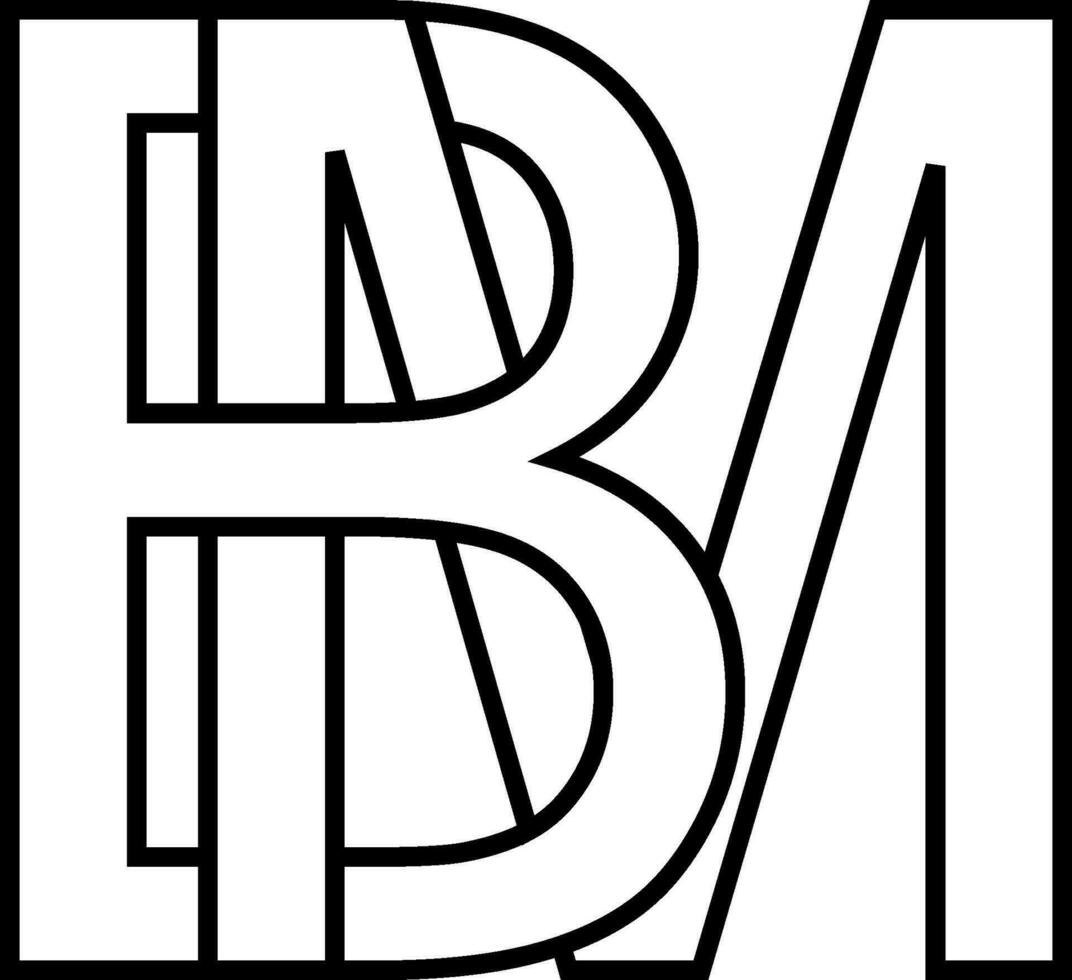 Logo sign bm, mb icon sign two interlaced letters b, m vector