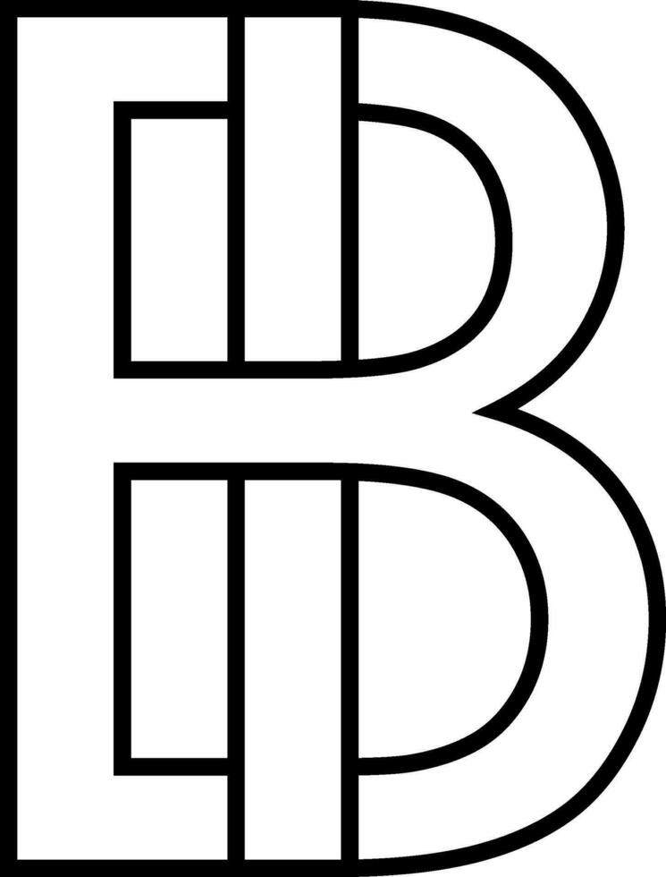 Logo sign bi, ib icon sign two interlaced letters b, i vector
