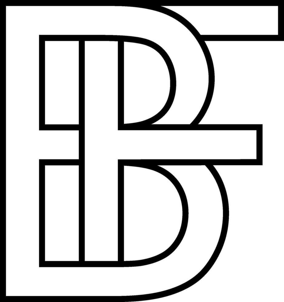 Logo sign bf, fb icon sign two interlaced letters b, f vector